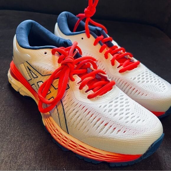 New ASICS GEL-Kayano 25 Running Shoes White Navy - Picture 1 of 11